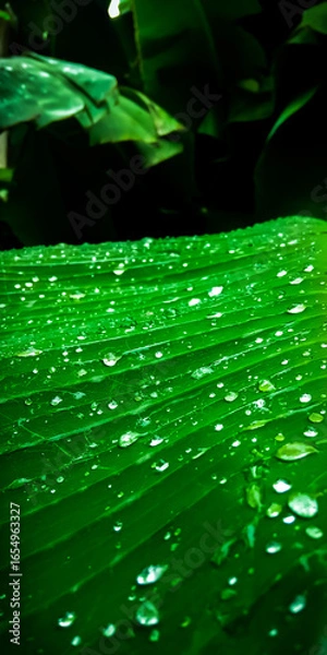 Fototapeta water drops over leaf..