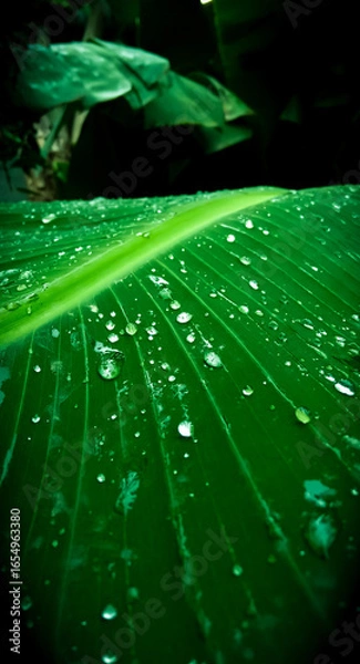 Fototapeta water drops over leaf..