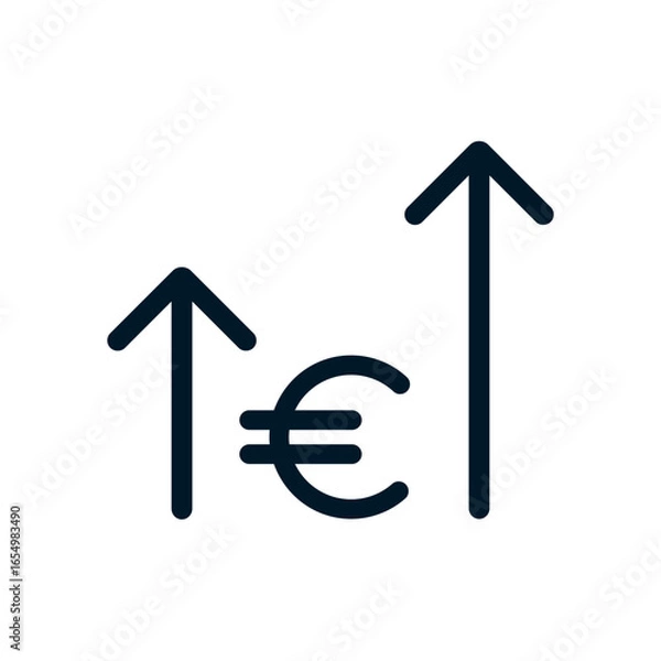 Fototapeta Cost increase - Euro icon, Vector logo sign, Illustration, shape, design, UX UI icon, editable eps