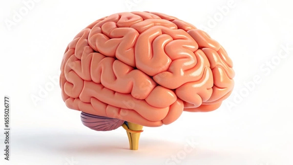 Obraz 3D cartoon human brain with realistic folds neurology anatomy design