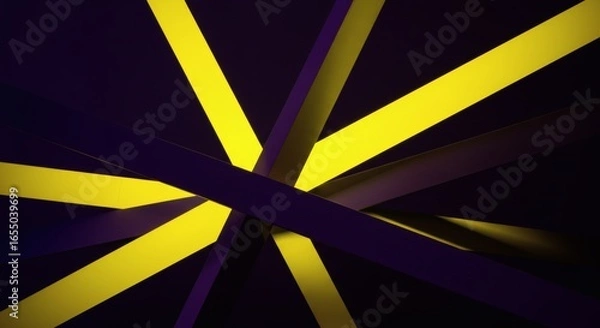 Fototapeta Yellow and purple lines on futuristic geometric abstract background