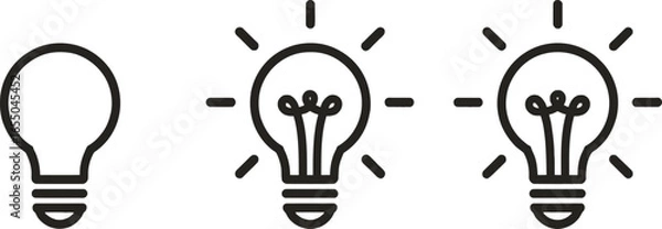 Fototapeta Creative lightbulb line icon set, symbol for light idea development transparent