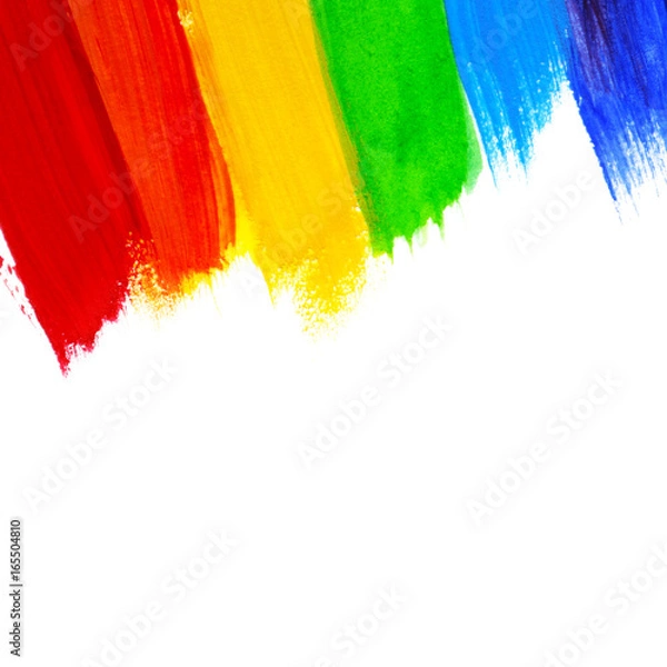 Fototapeta Abstract acrylic hand painted background. Watercolor rainbow flag. Symbol of lgbt, peace and pride.