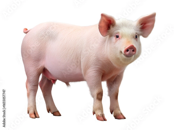 Obraz pink pig isolated on white background