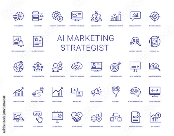 Obraz ai marketing strategists toolkit responsibilities collection icons