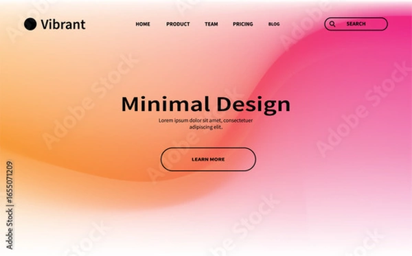 Fototapeta Abstract wave futuristic design of landing page template. retro gradient mesh website design.UI and UX for a Vibrant Brand vector