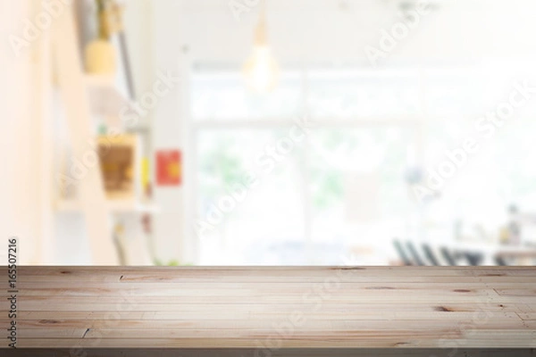 Obraz Wood table top with white background 