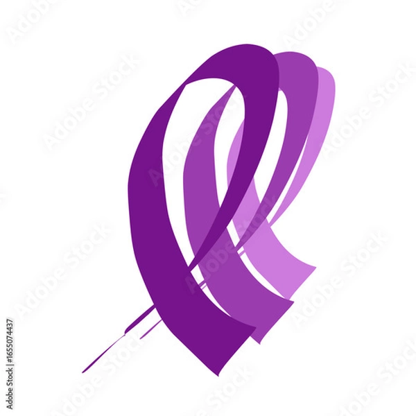 Fototapeta Modern vector design of a layered purple ribbon, representing International Overdose Awareness Day, prevention, remembrance, and global awareness campaign