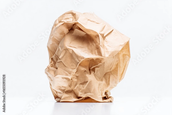 Fototapeta a brown paper bag sitting on top of a white table