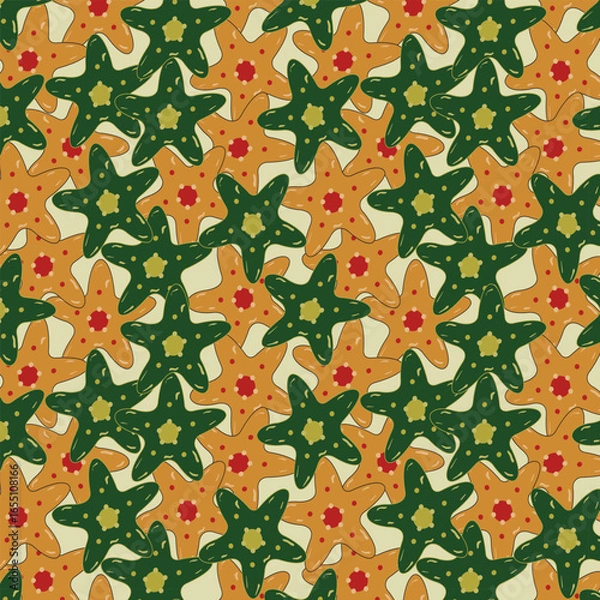 Fototapeta Cute Starfish seamless vector pattern