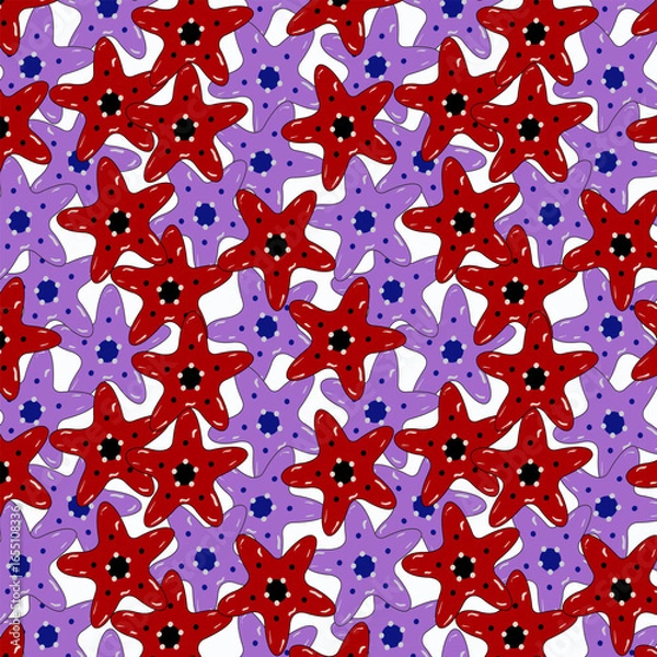 Fototapeta Cute Starfish seamless vector pattern