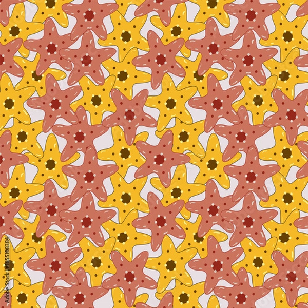 Fototapeta Cute Starfish seamless vector pattern