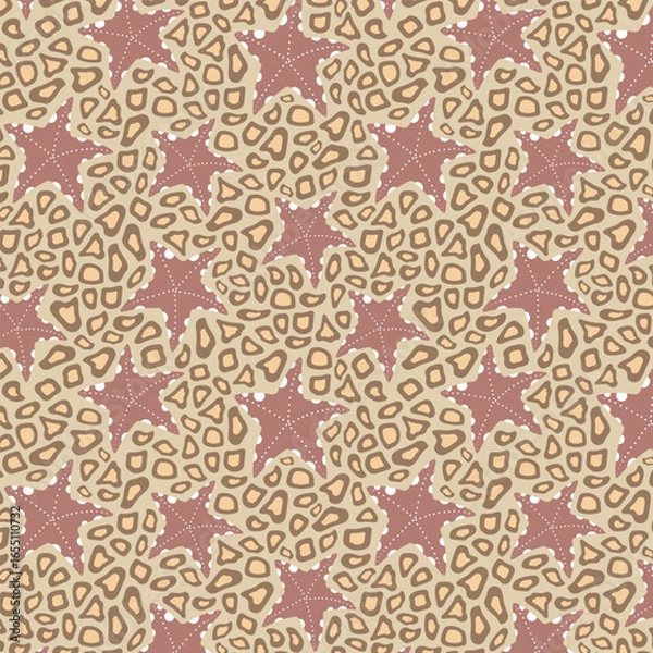 Fototapeta Cute Starfish seamless vector pattern