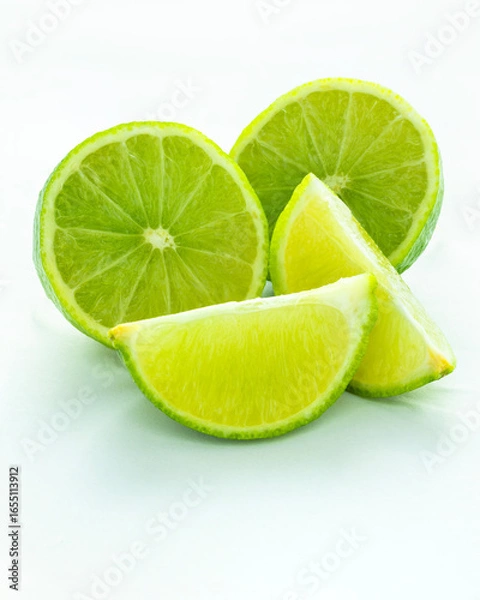 Obraz Lemon slices in white background.