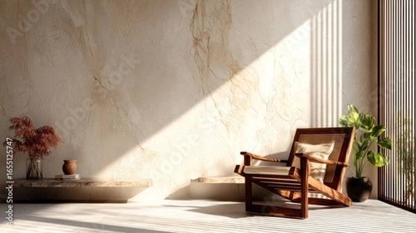 Fototapeta Neutral modern lounge chair interior