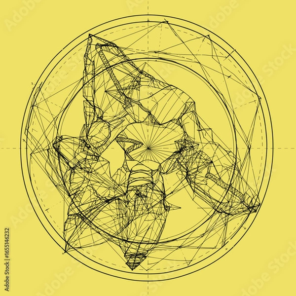 Fototapeta Abstract geometry. Wireframe composition with sacred lines