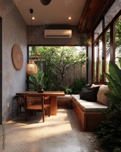 Obraz Light-filled, modern room with garden views