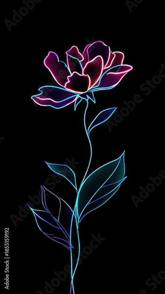 Obraz Neon flower graphic design