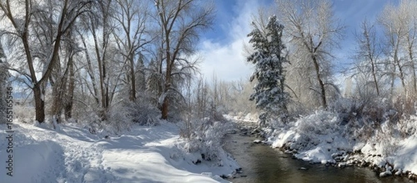 Obraz Snowy winter landscape with creek