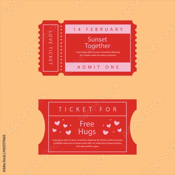 Obraz Flat design love coupons set