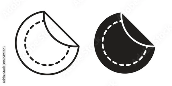 Obraz Circular Patches with Corner Peeling, Isolated on White Background