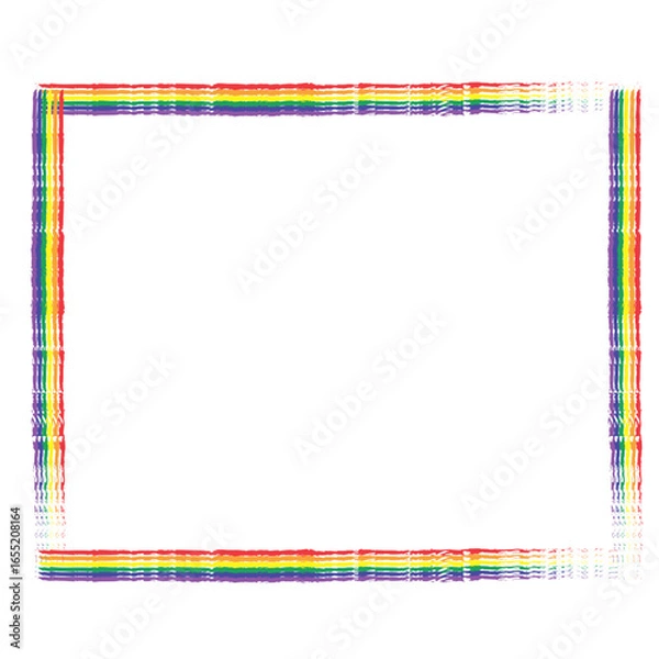Fototapeta LGBTQ Pride Flag Frame. Square Frame Border with LGBTQ+ Pride Rainbow Flag Pattern