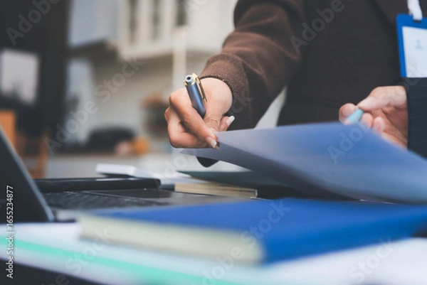 Fototapeta Success, audience with an applause and in a business meeting at work with a lens flare together. Achievement or celebration, motivation and businesspeople clapping hands for good news or support