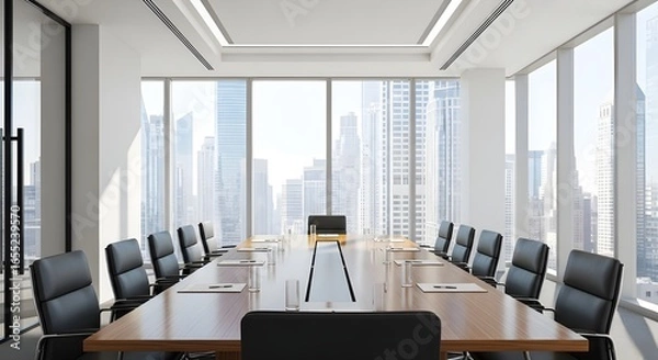 Fototapeta Modern Business Conference Room with City View