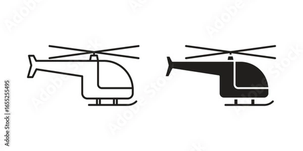 Fototapeta Helicopter Icons in Side View with White Background