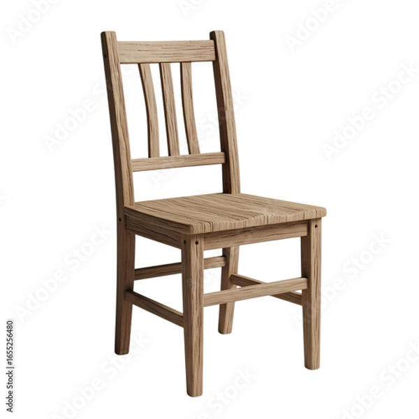 Fototapeta Rustic Wooden Chair: 3D Render of Simple Dining Chair