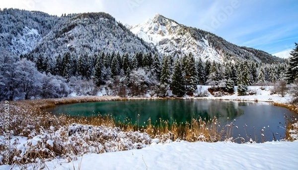 Obraz Winter alpine lake scene
