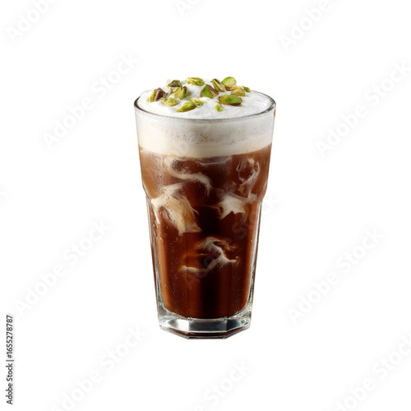 Obraz Iced Coffee with Pistachio Cream and Nuts