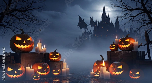 Obraz halloween background with pumpkin