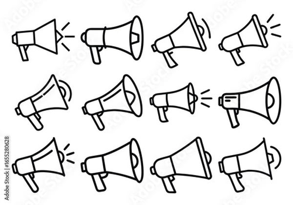 Fototapeta Vector art of set of megaphone icons for advertising