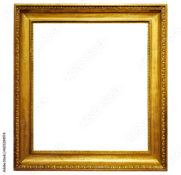 Fototapeta Gold antique frame for design and decoration, gilded wood vintage or retro frame with transparent background, png image