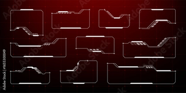 Fototapeta Futuristic hud design for game interface. Digital display panel elements. Virtual reality infographic components with copy space.