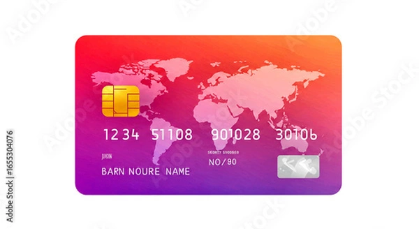 Fototapeta Modern Credit Card with Chip and Hologram for Secure Transactions