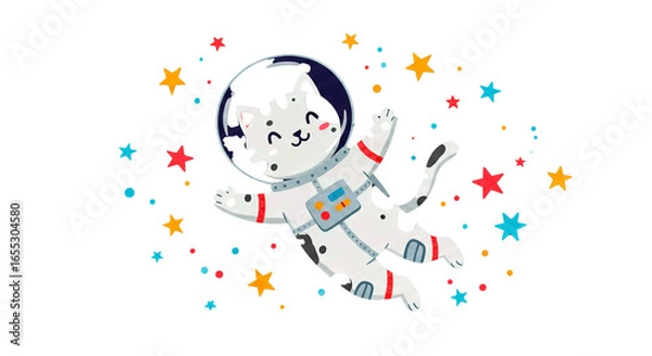 Fototapeta Whimsical Cat Astronaut in Space