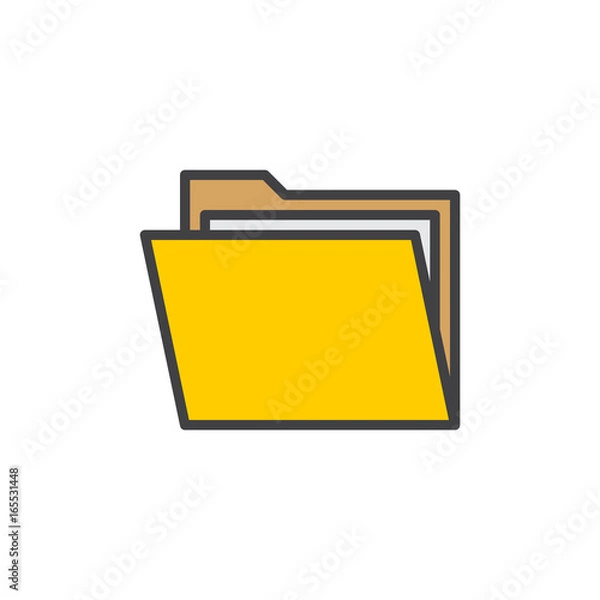 Obraz Folder with documents filled outline icon, line vector sign, linear colorful pictogram isolated on white. Symbol, logo illustration. Pixel perfect vector graphics