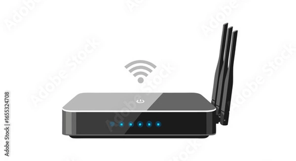 Fototapeta Sleek Wireless Router Illustration: Modern Design for High-Speed Internet Connectivity and Data Transmission Networks