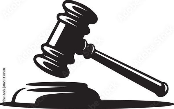 Obraz Judge hammer silhouette vector, Judge gavel icon black vector illustration