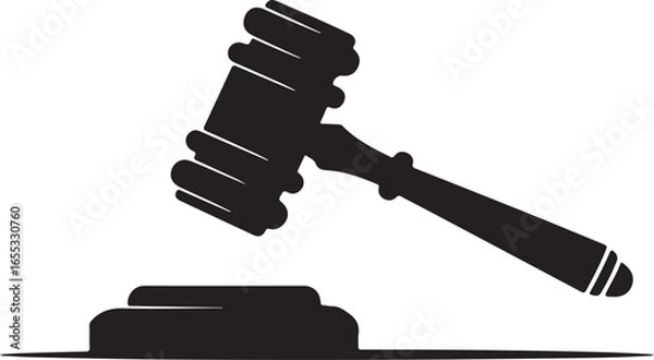 Obraz Judge hammer silhouette vector, Judge gavel icon black vector illustration