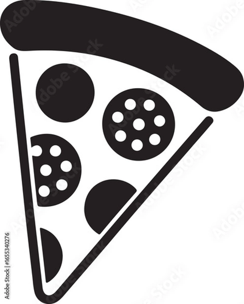 Fototapeta Pizza slice with pepperoni flat icon