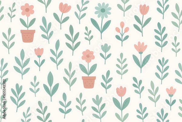 Fototapeta Seamless floral pattern