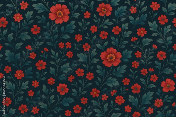 Fototapeta Seamless floral pattern