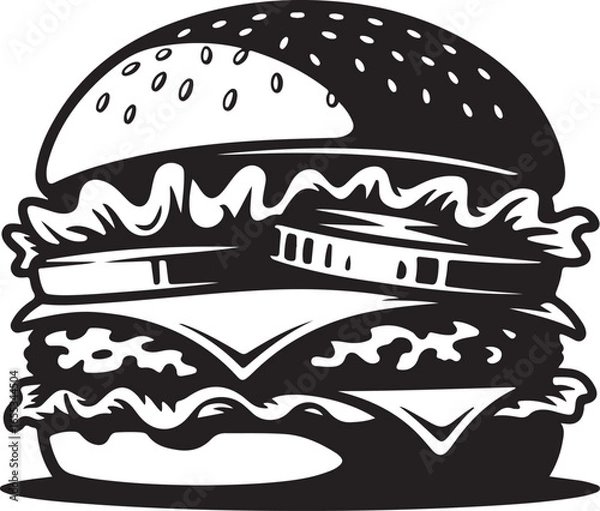 Obraz Cheeseburger, hamburger silhouette vector illustration