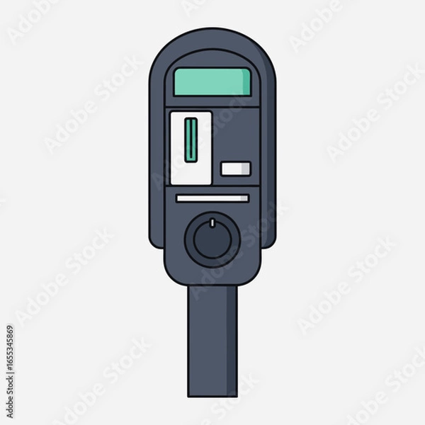 Fototapeta Isolated parking meter with display screen and payment slot on a white background.