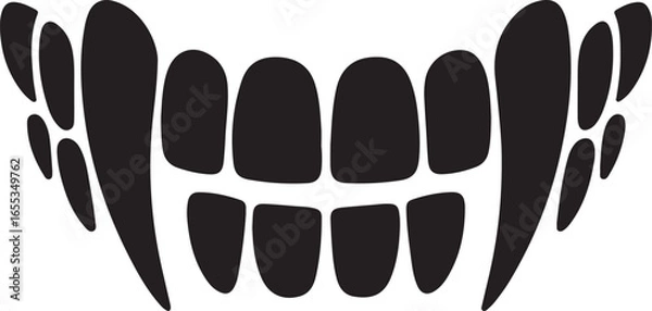 Obraz Vector illustration of vampire teeth black silhouette for Halloween design