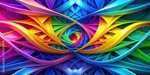 Fototapeta Vibrant Rainbow Hues Intertwined in a Symphony of Curving Lines, Creating an Abstract Masterpiece of Color and Form