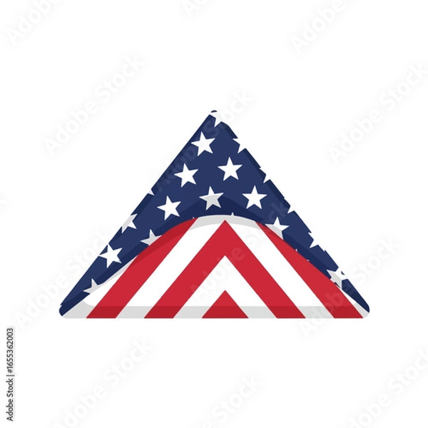Obraz A graphic illustration of a folded American flag in a stylized triangular shape with stars and stripes.